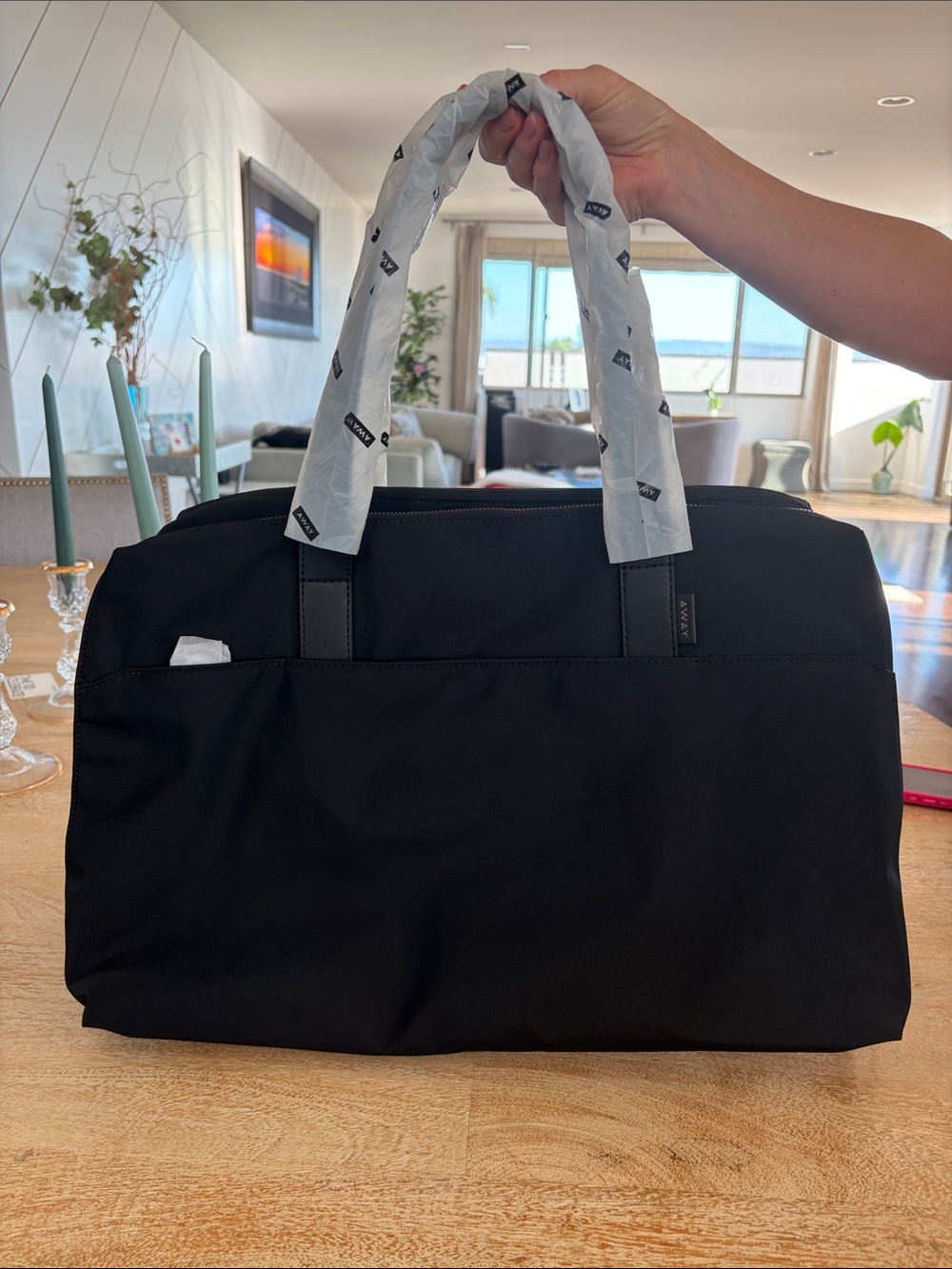 Away Black Nylon Duffel with Top Handles